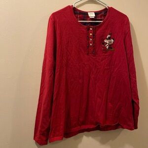 Disney Store womens XL red holiday long sleeve shirt - Mickey/ Minnie mistletoe